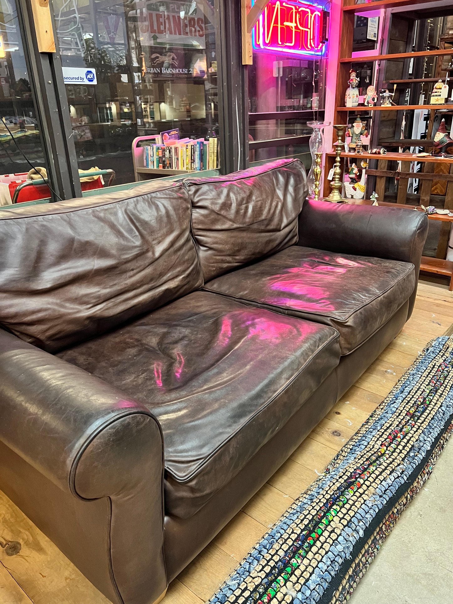 Down Filled Leather Sofa - Local Pickup Only