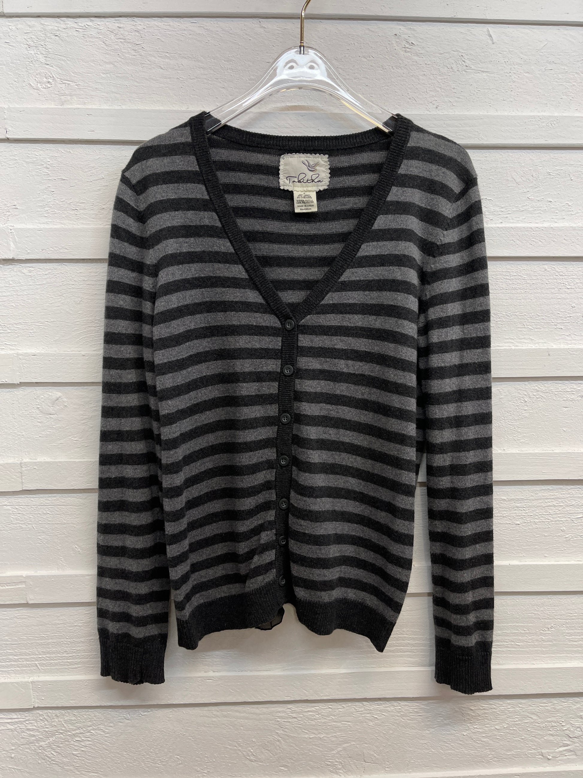 Tabitha Grey & Black Stripe Sweater -Anthropologie